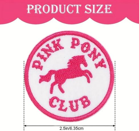 Pink Pony Club Iron-On Patch, 2.5 inch Horse Design, White and Pink Embroidered Patch for Clothing and Accessories in Saudi Arabia