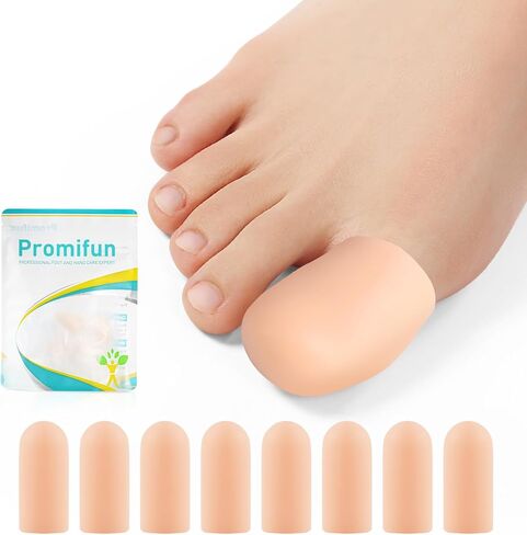 قبعة ناعمة من الجل لأصابع القدم - 4 أزواج من واقيات أصابع القدم الكبيرة للنساء والرجال، أكمام مبطنة لأصابع القدم لتوفير الراحة من أظافر القدم المفقودة/النامية، ومسامير القدم، ومسامير القدم، والبثور، وأصابع القدم المطرقة (4 لتر) in Kuwait