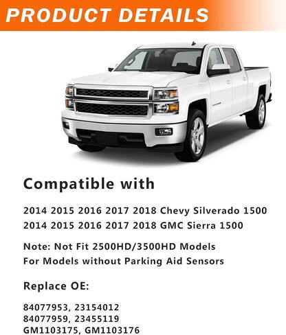 مجموعة المصد الخلفي متوافقة مع 2007-2010 Chevy Silverado 2500HD 3500HD، 07-10 GMC Sierra 2500HD 3500HD، كروم مصقول مع فتحات مستشعر in Saudi Arabia