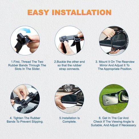 Car Towing Mirrors, 2Pcs Black, Extendable Towing Mirrors for Trucks & SUVs, Clip-On/Strap-On Universal Fit, Frameless Glass for Wider View, Anti-Vibration, Easy Installation in Saudi Arabia