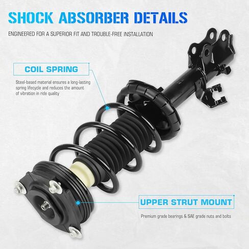 الدعامات الأمامية مع وصلات زنبركية لولبية وقضيب Sway لـ 2009-2014 Nissan Cube / 2007-2011 Nissan Versa / 2012 Nissan (فقط 1.8L S/SL Hatchback)، استبدال مجموعة ممتص الصدمات 172351 172352 K750098 (4 قطع) in Kuwait