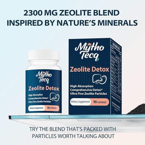2300 MG Zeolite Detox Capsules - Activated Charcoal & Bentonite Clay, Highly Absorbable Full Body Detox, Liver & Gut Detox Cleanse, Zeolite Clinoptilolite for Heavy Metal Detox （90 Capsules） in Saudi Arabia