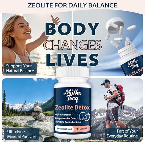 2300 MG Zeolite Detox Capsules - Activated Charcoal & Bentonite Clay, Highly Absorbable Full Body Detox, Liver & Gut Detox Cleanse, Zeolite Clinoptilolite for Heavy Metal Detox （90 Capsules） in Saudi Arabia