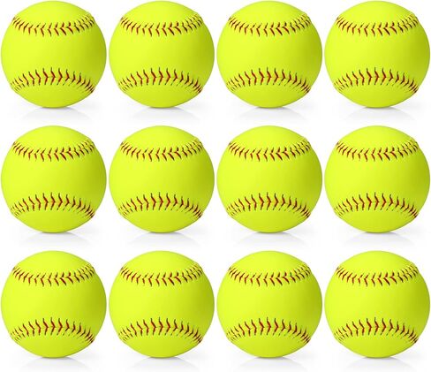 كرات لينة مقاس 11 بوصة، حجم رسمي ووزن كرة لينة Slowpitch Softball غير مميزة مغطاة بالجلد للشباب Fastpitch Softball Ball Sports Softball للألعاب والتمرين والتدريب، أصفر in Saudi Arabia
