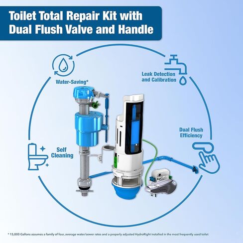 Danco HYR451T HyrdroRight Universal Water-Saving Toilet Repair Kit with Dual Flush Valve, Lever Handle, White, HYR451T in Kuwait