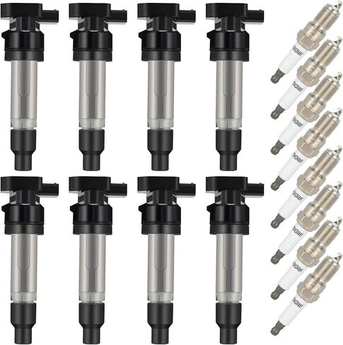 Ignition Coil Packs & Iridium Spark Plugs Fit 2006 for Cadillac DTS 2004 for Cadillac Seville 2004-2005 for Pontiac Bonneville 2006 for Buick Lucerne, Set of 8, 12594176 UF564 in Saudi Arabia