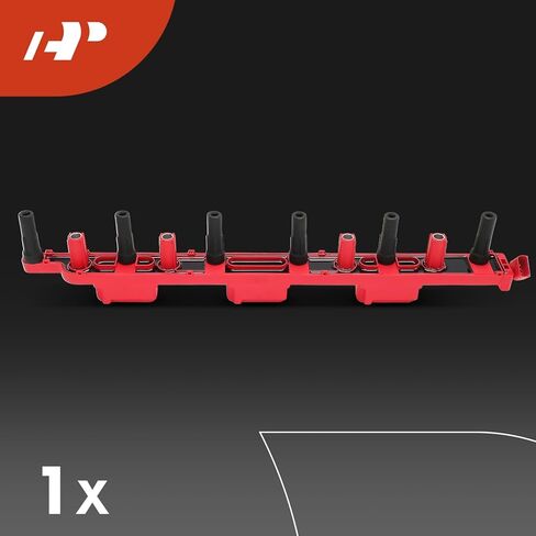 A-Premium (أحمر) 1x حزمة ملف إشعال و6x شمعات إشعال إيريديوم متوافقة مع Jeep WJ Series Grand Cherokee 2000-2004، TJ Series Wrangler 2000-2006، TJ 2000-2006، XJ Series Cherokee 2000-2001، 4.0L in Kuwait