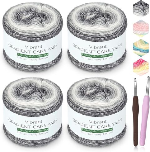 Katech Ombré Flower Yarn for Crocheting Knitting-Gradient Cake Yarn-4x100g 60% Cotton 30% Acrylic 10% Wool-Perfect for Scarves, Shawls, Blankets, and Garments That Stand Out with Style(A) in Saudi Arabia