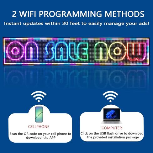P10 علامات LED ملونة كاملة خارجية للتحكم في WIFI مع علامة LED للتمرير عالية السطوع قابلة للبرمجة للوحة أعمال المتجر (77 بوصة × 14 بوصة) in Saudi Arabia