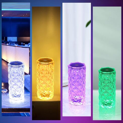 2 Pack Crystal Lamp - Touch Control Rose Crystal Lamp Light for Bedroom, 16 Color Dimmable LED Desk Lamp Light, Battery Operated Small Table Lamp for Bedroom with Remote Controller in Saudi Arabia