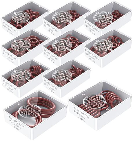 Silicone Sealing Gasket O-Ring - Resist Oil and Heat Round O-Rings Rubber Assortment Set for Auto,Plumbing and Faucet, 10 Different Sizes Total 351 Pcs in Saudi Arabia