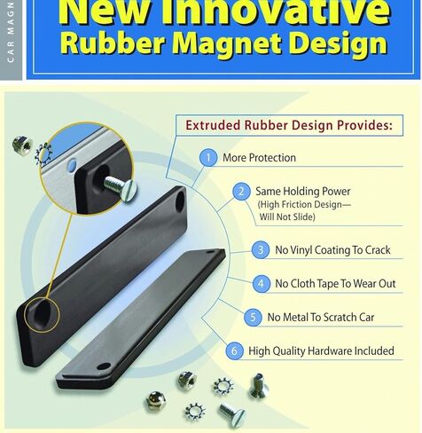 Premium Rubber Coated Bar Magnet - Demo License Plate Holder (1 Bar & Hardware) in Saudi Arabia