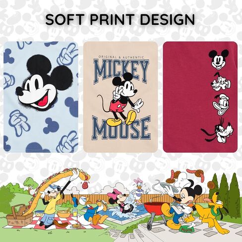 تي شيرت بأكمام قصيرة Disney Mickey Mouse للأطفال الصغار من 3 قطع باللون الأصفر/الأحمر/الأزرق 5T in Kuwait