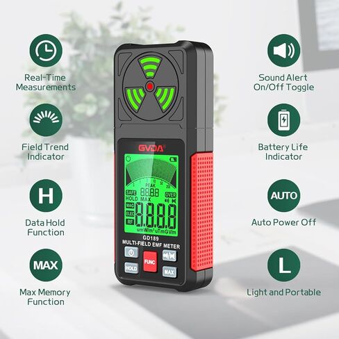 مقياس EMF، كاشف إشعاع المجال الكهرومغناطيسي الرقمي، كاشف EMF LCD محمول باليد، مثالي للتفتيش المنزلي، واستخدام المكتب، واختبار الهواء الطلق in Kuwait