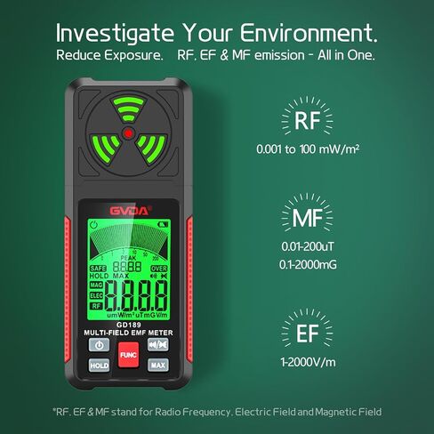 مقياس EMF، كاشف إشعاع المجال الكهرومغناطيسي الرقمي، كاشف EMF LCD محمول باليد، مثالي للتفتيش المنزلي، واستخدام المكتب، واختبار الهواء الطلق in Kuwait