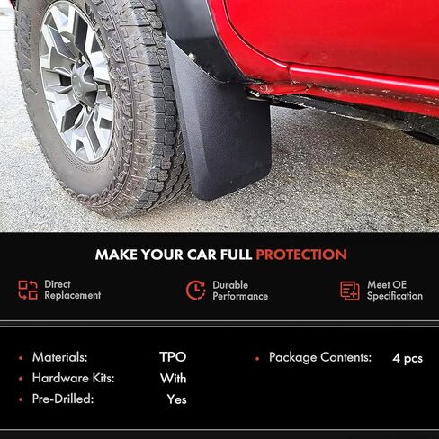 XUKEY 4PCS Mud Flaps Splash Guard for Toyota Tacoma 2005-2015 Mudguards Mudflaps with Fender Flares Tire Protector Rear Front Car Accessories Replacement in Saudi Arabia