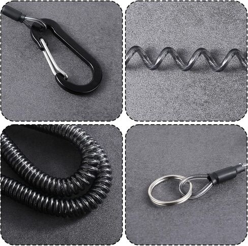 حبل ملفوف آمن قابل للسحب، 3 قطع حبل صيد شديد التحمل، ملحقات حبل صيد السمك، أداة حبال صيد السمك مع مشبك من سبائك الألومنيوم لكماشات قوارب الكاياك (أسود) in Kuwait