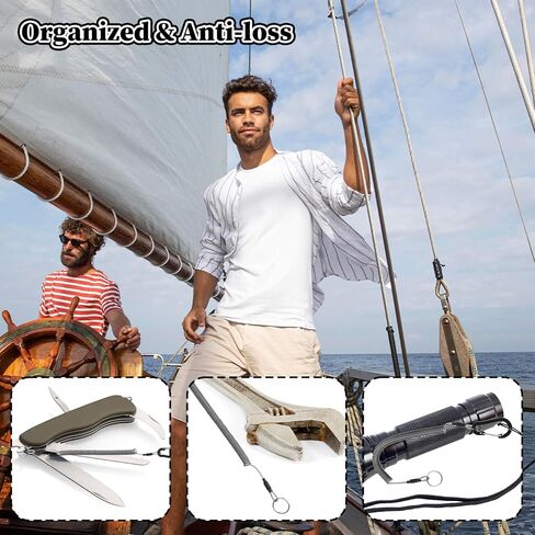 حبل ملفوف آمن قابل للسحب، 3 قطع حبل صيد شديد التحمل، ملحقات حبل صيد السمك، أداة حبال صيد السمك مع مشبك من سبائك الألومنيوم لكماشات قوارب الكاياك (أسود) in Kuwait