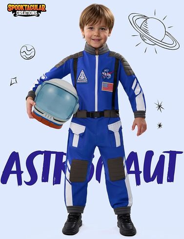 زي رائد فضاء Spooktacular Creations مع خوذة، زي رائد فضاء للأطفال الصغار، بذلة BoysPilot للجنسين لحفلات الهالوين in Saudi Arabia