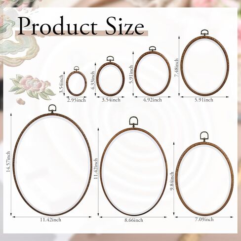 Suncalla 7 Pcs Large Oval Embroidery Hoop Frame Set Decorative Imitated Wood Embroidery Frame Oval Cross Stitch Hoop Ring for Art Craft DIY Sewing and Hanging Ornaments Decor in Saudi Arabia