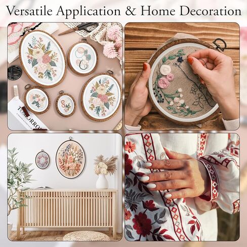 Suncalla 7 Pcs Large Oval Embroidery Hoop Frame Set Decorative Imitated Wood Embroidery Frame Oval Cross Stitch Hoop Ring for Art Craft DIY Sewing and Hanging Ornaments Decor in Saudi Arabia