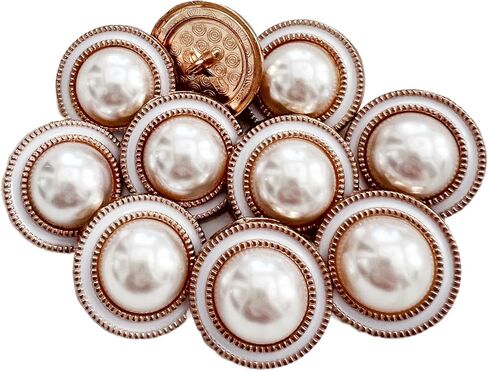 PEPPERLONELY 10PC Faux Pearl Metal Buttons for Clothing, Jeans, Crafts, Pants, Blazer, Sewing, Jacket, Jewlery Making (Silver/Black, 20mm) in Saudi Arabia
