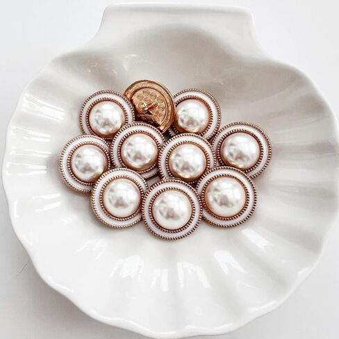 PEPPERLONELY 10PC Faux Pearl Metal Buttons for Clothing, Jeans, Crafts, Pants, Blazer, Sewing, Jacket, Jewlery Making (Silver/Black, 20mm) in Saudi Arabia