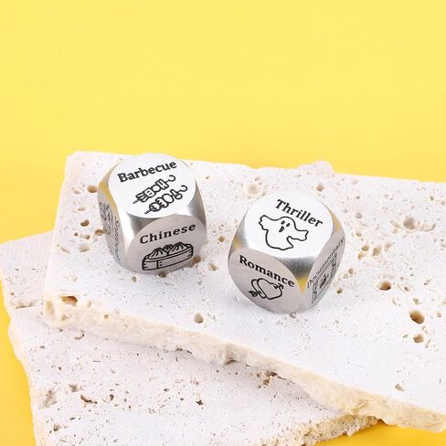 Funny Date Night Dice Set Anniversary Wedding Gifts for Him Her Valentines Engagement Christmas Bride Shower Gifts for Boyfriend Girlfriend Dinner Movie Decider Dice for Couple Foodie Steel Dice Ideas in Saudi Arabia