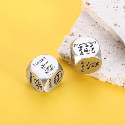 Funny Date Night Dice Set Anniversary Wedding Gifts for Him Her Valentines Engagement Christmas Bride Shower Gifts for Boyfriend Girlfriend Dinner Movie Decider Dice for Couple Foodie Steel Dice Ideas in Saudi Arabia