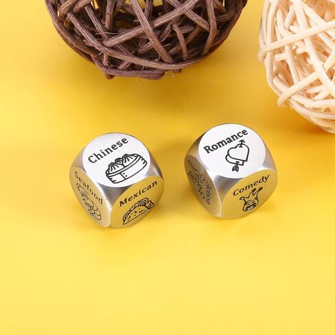 Funny Date Night Dice Set Anniversary Wedding Gifts for Him Her Valentines Engagement Christmas Bride Shower Gifts for Boyfriend Girlfriend Dinner Movie Decider Dice for Couple Foodie Steel Dice Ideas in Saudi Arabia