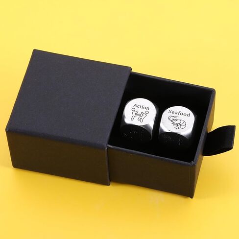 Funny Date Night Dice Set Anniversary Wedding Gifts for Him Her Valentines Engagement Christmas Bride Shower Gifts for Boyfriend Girlfriend Dinner Movie Decider Dice for Couple Foodie Steel Dice Ideas in Saudi Arabia