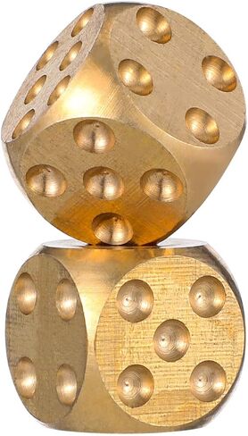 BESPORTBLE Solid Brass Dice Set 2Pcs Heavy Metal Dice for Playing Mahjong and Entertainment Pub Bar Supplies Polished Copper Game Accessories in Saudi Arabia