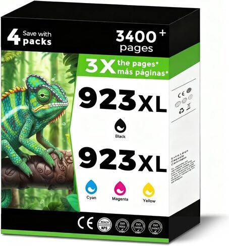 خراطيش حبر 923XL (923e) مناسبة لطابعات HP OfficeJet Pro 8130e 8135e 8125e بديلة لطابعات 923 e XL لـ HP923 8122e 8125e 8139e 8130 8132e 8134e 8138e 8124 8124e أسود سماوي أرجواني أصفر 4 عبوات in Kuwait
