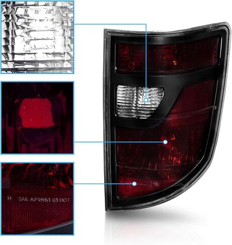 AmeriLite for 2006-2008 Honda Ridgeline إطار أسود منتصف الليل أحمر OE-Style استبدال مجموعة مصابيح الذيل - جانب السائق والراكب in Saudi Arabia