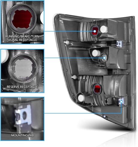 AmeriLite for 2006-2008 Honda Ridgeline إطار أسود منتصف الليل أحمر OE-Style استبدال مجموعة مصابيح الذيل - جانب السائق والراكب in Saudi Arabia