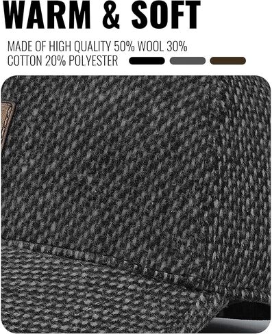 CLAPE Men's Winter Hat Outdoor Visor Dad Hat Warm Wool Sport Golf Baseball Cap Hats with Earflaps in Saudi Arabia