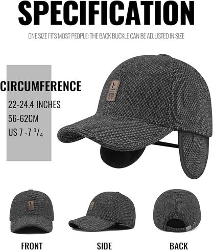 CLAPE Men's Winter Hat Outdoor Visor Dad Hat Warm Wool Sport Golf Baseball Cap Hats with Earflaps in Saudi Arabia