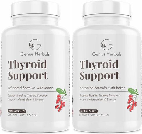 Thyroid Support - Advanced Formula with Iodine, Supports Metabolism & Energy, Supports Healthy Thyroid. Non-GMO Thyroid Supplement - 60 Capsules in Saudi Arabia
