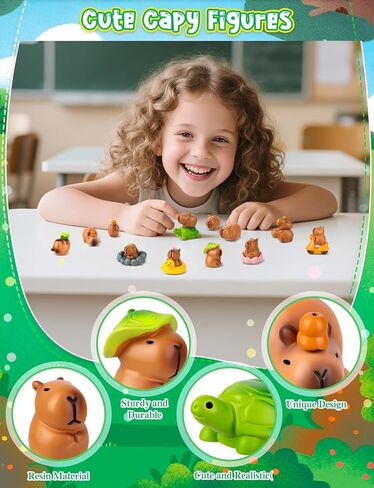 مجموعة تماثيل كابيبارا الصغيرة 15 قطعة من تماثيل كابيبارا لتزيين الكيك من الراتنج وأشكال حيوانات صغيرة مع ملحقات لبيت الدمى والحديقة الخيالية وديكور عيد الميلاد in Kuwait