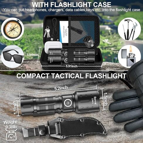 Rechargeable Flashlights High Lumens,Super Bright Small Powerful Flashlight | Pocket Tactical Flash Light with Memory Function, 12H Runtime, 6 Modes Zoomable, Waterproof for Home, Camping, Car, Emergency in Saudi Arabia