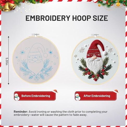 Elecbee Christmas Embroidery Kit for Adults, 4 Sets Embroidery Kit for Beginners Christmas Cross Stitch Kits for Beginners with Needles, Thread, Pattern and Instructions in Saudi Arabia