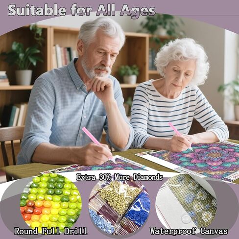 AMORARS Mandala Diamond Painting Kit for Adults - 5D Diamond Art Beginners - DIY Full Diamond Dot Rond Gem Art Paintings, Suitable Gifts, and Home Decoration Crafts, 12x12Inch in Saudi Arabia