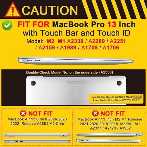 RuiHe.C متوافق مع حافظة MacBook Pro 13 بوصة M2 2025، 2024، 2023، 2022-2016 A2338 M1 A2251 A2289 A2159 A1989 A1708 A1706، غطاء بلاستيكي صلب وغطاء لوحة مفاتيح - المحيط in Kuwait