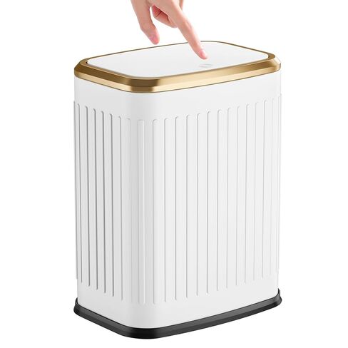 TIPGO Bathroom Trash Can with Lid, 2.1 Gallon / 8 Liter Small Garbage Can, Press Top Bin, Stainless Steel Wastebasket with Pop-Up Lid for Bedroom, Living Room, Office (White) in Kuwait