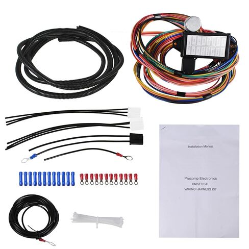 WFLNHB 14 Circuit Wire Harness 14 Fuse 12v Street Hot Rod Muscle Rod Wiring in Saudi Arabia