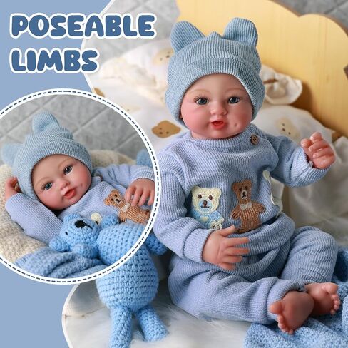 BABESIDE Realistic Reborn Baby Dolls Boy - Ailsa 17 Inch Lifelike Newborn Baby Doll Handmade Real Life Baby Dolls Reborn Toddler with Soft Cloth Body Gift Toys for Kids Age 3 + in Saudi Arabia