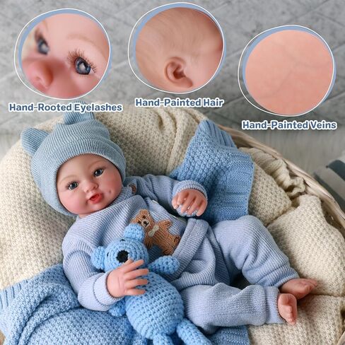 BABESIDE Realistic Reborn Baby Dolls Boy - Ailsa 17 Inch Lifelike Newborn Baby Doll Handmade Real Life Baby Dolls Reborn Toddler with Soft Cloth Body Gift Toys for Kids Age 3 + in Saudi Arabia
