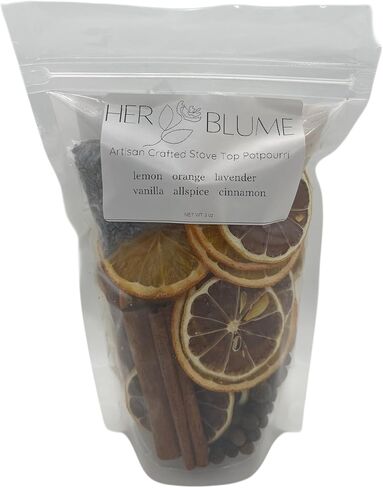 HerBlume 3oz Stovetop Potpourri، طقم وعاء سيمر، رائحة غير سامة، هدية مكتب، مكونات طبيعية، سلة هدايا، رائحة طبيعية، تفاح، لافندر، فانيليا، بهارات، قرفة، وعاء زجاجي للموقد in Kuwait