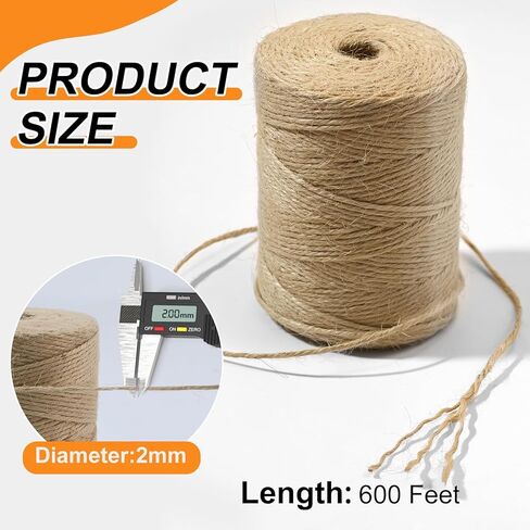 5 PCS Twine String Bulk - 3000 Feet Long Garden Twine, 2mm Thin Natural Jute Twine for Crafts, Garden Rope, Christmas Accessories Bulk, 600 Feet Each Roll in Saudi Arabia
