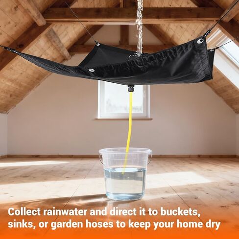 Ceiling Leak Diverter Tarp, Heavy Duty Tarp Waterproof with Drain Hose, Designed for Roof Drip and Rain Collection, Water Leak Diverter for Ceiling and Roof Protection,3x3 ft in Saudi Arabia